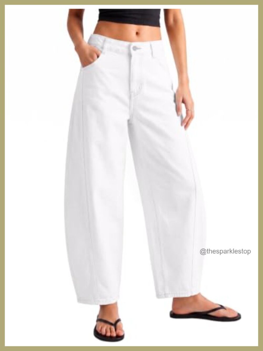 Barrel Jeans Baggy Wide Leg Mid Rise Ankle Denim Pants